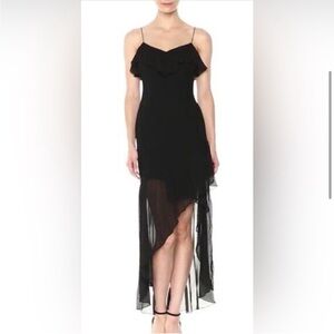 AIDAN MATTOX NEW NWT SIZE 4 xs/s BLACK CREPE CHIFFON ASYMMETRIC HEM DRESS